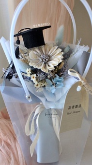 乾燥太陽花小花束 畢業花束 藍/黃/粉