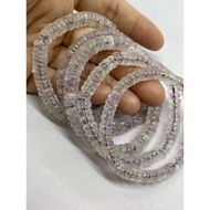 D7378 Natural Gem Raw Ore Purple Lithium Abacus Beads Bracelet