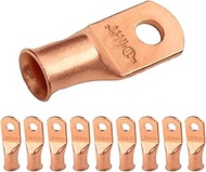 SELTERM 10pcs 1 AWG - 1/4" Stud - Battery Lugs, Heavy Duty Wire Lugs, Ring Terminals, Battery Cable