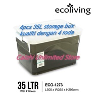 4pcs 35L quality storage box with 4 wheels