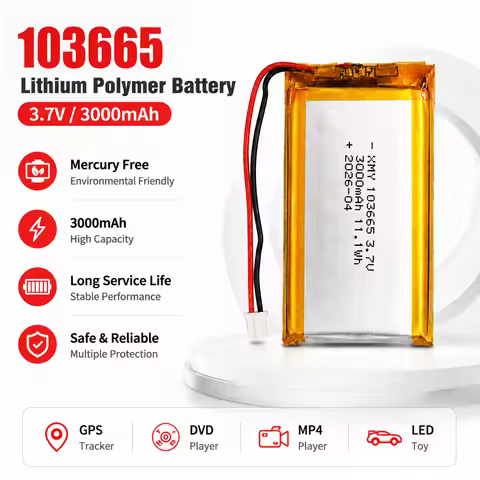 3.7V 3000mAh 103665 Rechargeable Battery Gps Polymer Lithium Battery for Ship Model Excavator Drone 