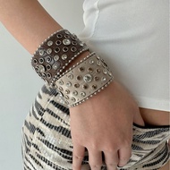 Y2K Y2K Y2K Y2K Metal Rivet Leather Bracelet, Easy to Coordinate - VT27