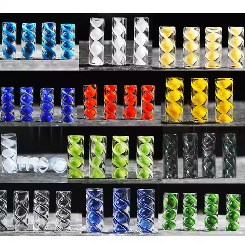 5Pcs Stripe Color Round Glass Filter Tips For Dry Herb Tobacco Rolling Paper Mouthpiece Rolling Glas