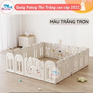 Quây cũi nhựa gấp gọn Pakey Thỏ Trắng 2022 TẶNG 100 bóng và giỏ đựng bóng Quây nhựa nguyên sinh khôn
