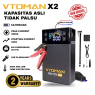 VTOMAN X2 Jump Start & Pompa 10.000 mAh | 37Wh Pompa Angin 160Psi Jump Starter Aki Powerbank Portabl