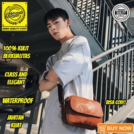 KALVIAN STORE Tas Selempang Kecil Pria / Sling Bag Pria Kulit Terbaru Original / Tas Slempang HP Min