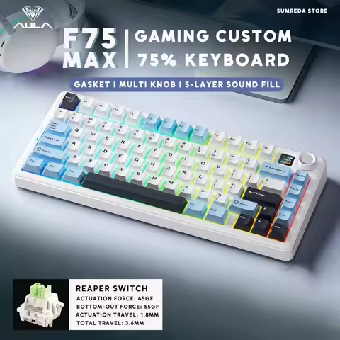 AULA F75 F75 MAX S75 Pro Gaming Wireless Mechanical Keyboard Bluetooth 2.4G Wired RGB Customized 75%