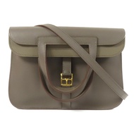 HERMES Evercolor皮革Halzan 25金扣手挽肩背兩用袋Etain