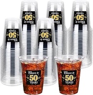 Amyhill 60 Pack Birthday Plastic Party Cups 12 oz Cheers to 50 Years Disposable Clear Plastic Happy 