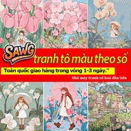HCM-fast transfer1-3 days-Sawg-flower girl-coloring by number picture-digital coloring picture-digit