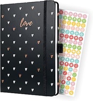 SIGEL Jolie J4335 Weekly Planner 2024, Dark Love, Approx. A5, Black, Hardcover, Elastic Band, Pen Lo