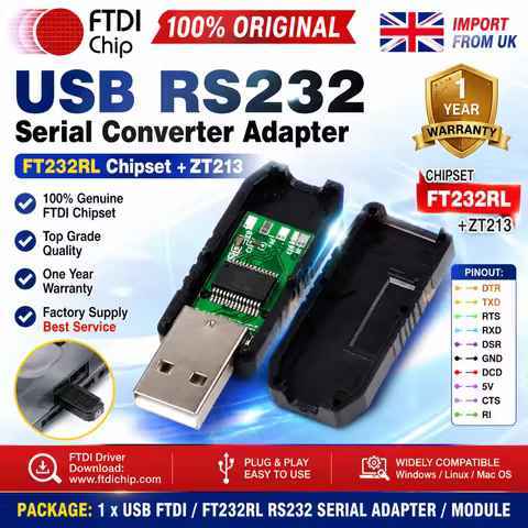FTDI USB RS232 USB-RS232-WE Serial Converter Module USB Plug Adapter Board FT232RL PCB Serial Connec