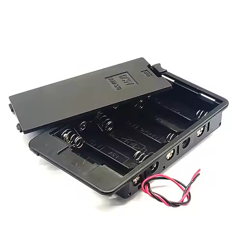 6 Slot With Cover And Cable DC 9V Battery Holder 6 AA Battery Case 6AA Battery Box With Buckle Cover