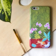 樹蔭下的兩隻花貓(黃綠色). 磨砂硬殼(HTC, Samsung,Sony, LG,iPhone )