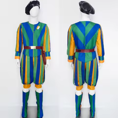 Vatican City Guardsmen Pontifical Papal Swiss Guard Uniform Cosplay Costume Tricolor Full Dress Unif