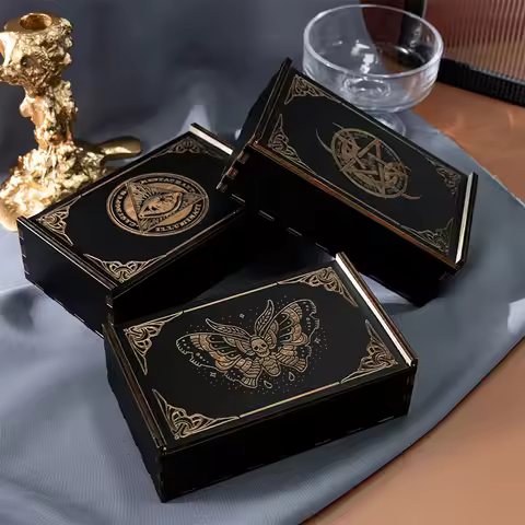 Push Pull Tarot Cards Box Astrologys Trinkets Box Tarot Card Storage Case for Fortune Telling Witch 