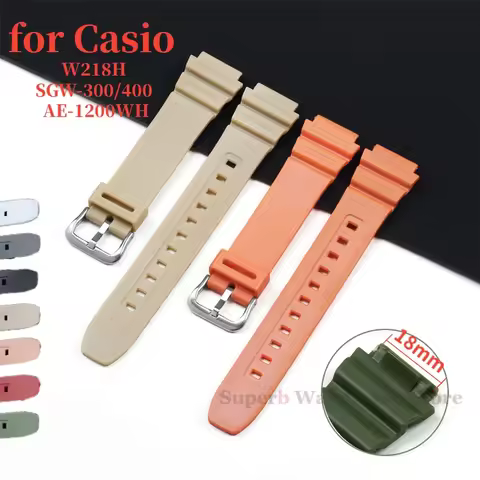 18mm Silicone Strap for Casio F-91/105/108 W800H SGW400 A158W A168 AE1200 AE1300 Sport Soft Watchban