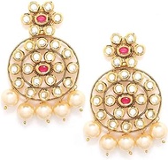 Rani Chanbalis Kundan Stone Exquisite Earrings, Jewellery for Women &amp; Girls - (Red Color)