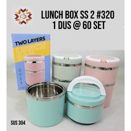 [LW] Lunch Box Stack 2 930ML Stainless Steel Sus 304 Stainless Steel Lunch Box/ Stack 2