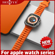 ซิลิโคน สายนาฬิกา For apple watch Band Ultra / Ultra 2 49mm 44mm 40mm 45mm 41mm 42mm 38mm สาย series 9 8 7 se 3 4 5 6 8 สาย นาฬิกา สมาร์ทวอทช์ สายนาฬิกาข้อมือสำหรับ