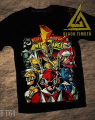 BT 64 Mighty Morphin Power Rangers เสื้อยืด สีดำ BT Black Timber T-Shirt ผ้าคอตตอน สกรีนลายแน่น S M L XL XXL
