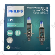 PHILIPS หลอดไฟหน้ารถยนต์ X-treme Vision PRO +150% 3700K H1 + Bluevision T10