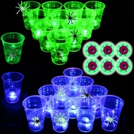 (Eyeball) The Halloween Glow in The Dark Beer Pong Set-Light up Beer Pong Cups for Indoor Outdoor Ni