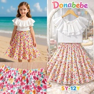 Blouse Kids Girl Oneset Outfit Girl Kids Floral Skirt Picnic Outfit Dress White Blouse Kidswear