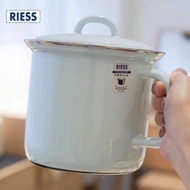 奧地利進口RIESS家用雙耳搪瓷琺瑯鍋燉鍋湯鍋電磁爐明火瓷鍋帶蓋
