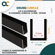 ready Lis U Profil Aluminium U Channel Cubicle 12mm (1,85M) - Hitam