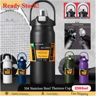 2500ML READY STOCK🔥[With Straw] 2500ml Stainless Steel Vacuum Flask Thermos Sport Bottle Office Scho