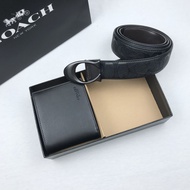 Mens Short Wallet & Belt Set Gift Box / Leather Belt Pin Buckle Belt Set Tali Pinggang Dan Dompet Be