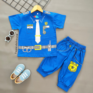 Topkidshouse Setelan Pendek Anak Laki Laki Joger Profesi Polisi . Baju Polisi Anak Laki Laki . Baju 