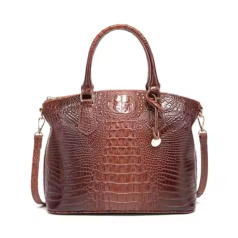 Embossed crocodile pattern handbag shoulder strap leather portable handbag classic style women's han