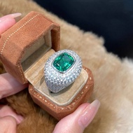 [ 3.2 ct Lab Grown Emerald 18K/S ]- ( Emerald Colombia) FL-IF-VVS1-Color D PREMIUM natural Diamond S