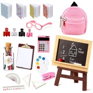 18 Piece Mini School Supplies for Dolls, Doll House School Supplies Accessories includes Doll Backpa