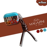 VetiCase Airpods Gen 4 Irregular Tie-Dye Patchwork Earphone Case with Leather Strap for AirPods 1 2 