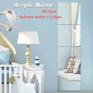 [SG stock]Mirror Sticker Mirror Wallpaper Acrylic Hd Makeup Mirror Bedroom total body Soft Mirror