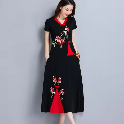 Ladies Chinese Tops Summer T Shirt Women New Cotton Linen Embroidery Traditional Chinese Blouse Orie