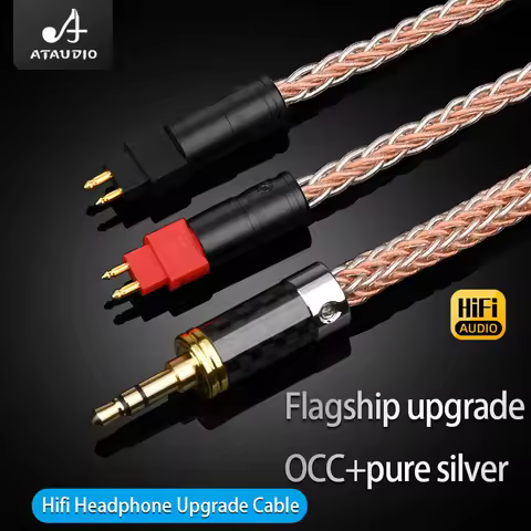 ATAUDIO Hifi Headphone Cable 16 Shares OCC Pure Silver Core Earphone Upgrade Cable for Sennheiser HD