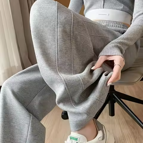 Women High Waisted Loose Sweatpants Drawstring Harem Lazy Casual Straight Leg Slack Female Baggy Gre