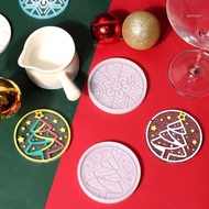 san* Snowflake Cup Mat Silicone Molds Xmas-Tree Coaster Epoxy Resin Mould Table-Decor