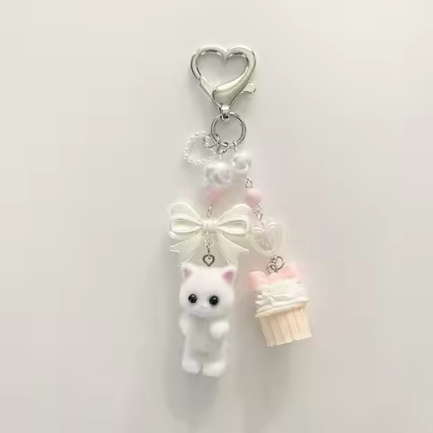 calico cat cupcake keychain Handmade Y2K Jewelry