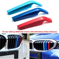 3 Color BMW Front Grille Stripe Clip For BMW G20 2020-2025 3 Series 320i 330i 340i (8 Beams Bars)