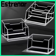 ESTRENAR 1Pcs Business Card Box, Acrylic Plastic 1/2/3 Grids Bussiness Card Holder,  Transparent Sch