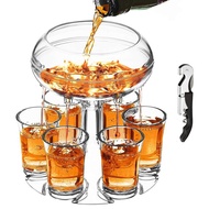 Shot Glass Dispenser, Shot Glass Dispenser with 6 Acrylic Cups & Bottle Opener, Drink Dispenser for 