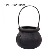 Witch cauldron black pot halloween pumpkin sweet bucket pumpkin carrier holder bowl trick treat swee