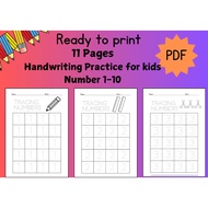 PDF | Handwriting practice for kids | latih tubi belajar menulis nombor 1-10, prasekolah, budak beru