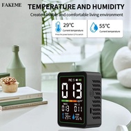 FAKEME Temperature Humidity Monitor, Multifunctional Indoor Air Quality Monitor, 5 in 1 Portable Air