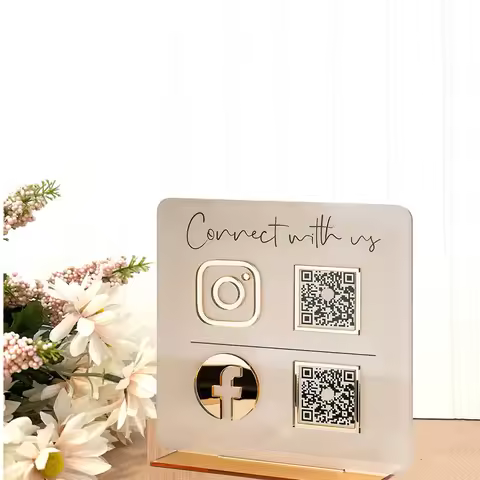 Custom Acrylic QR Code Display Stand For Social Media Acrylic Base Personalized Google Business QR C